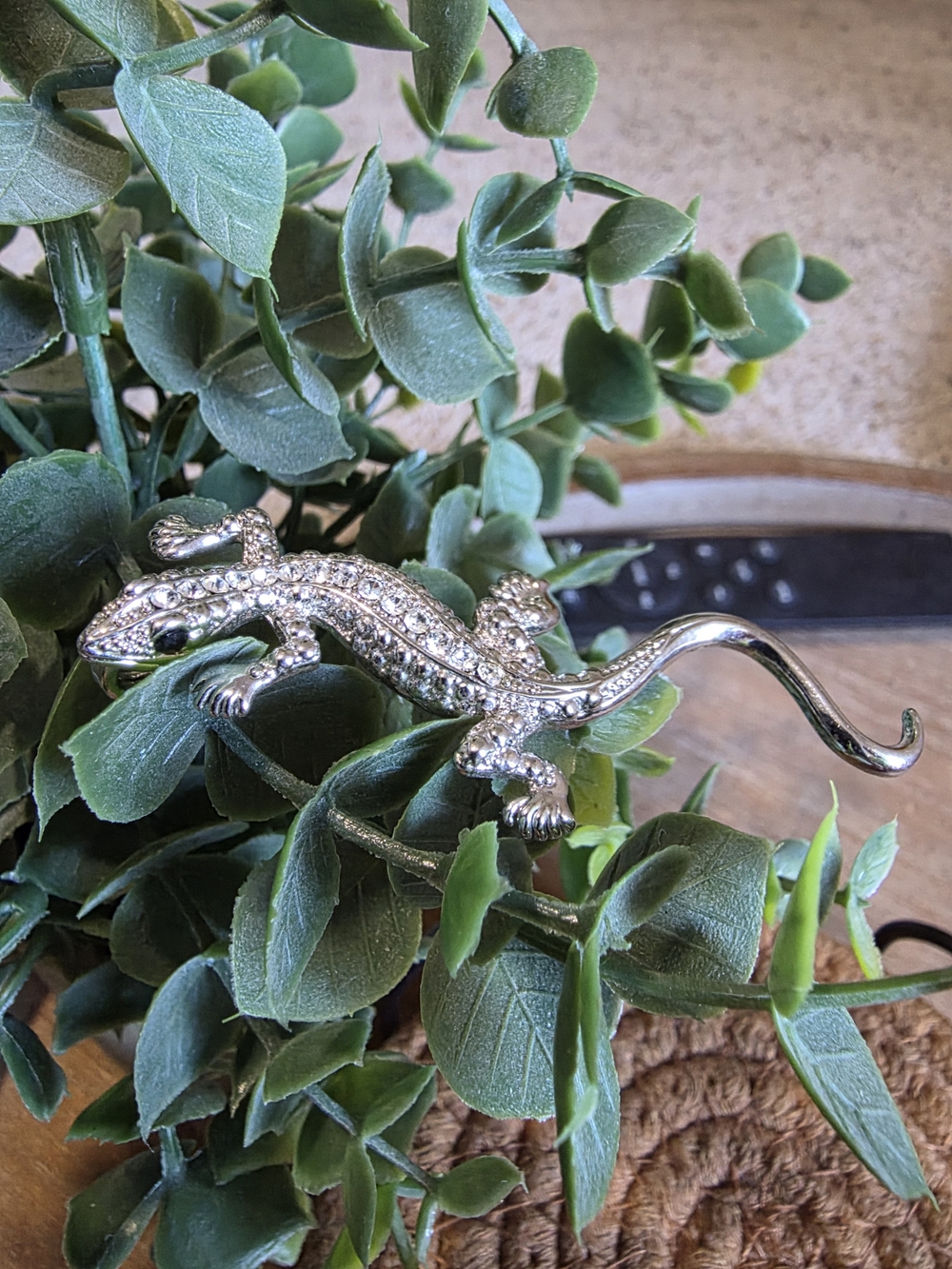 Silver Crystal Lizard Reptile Brooch - Pets Reptile Accessory
